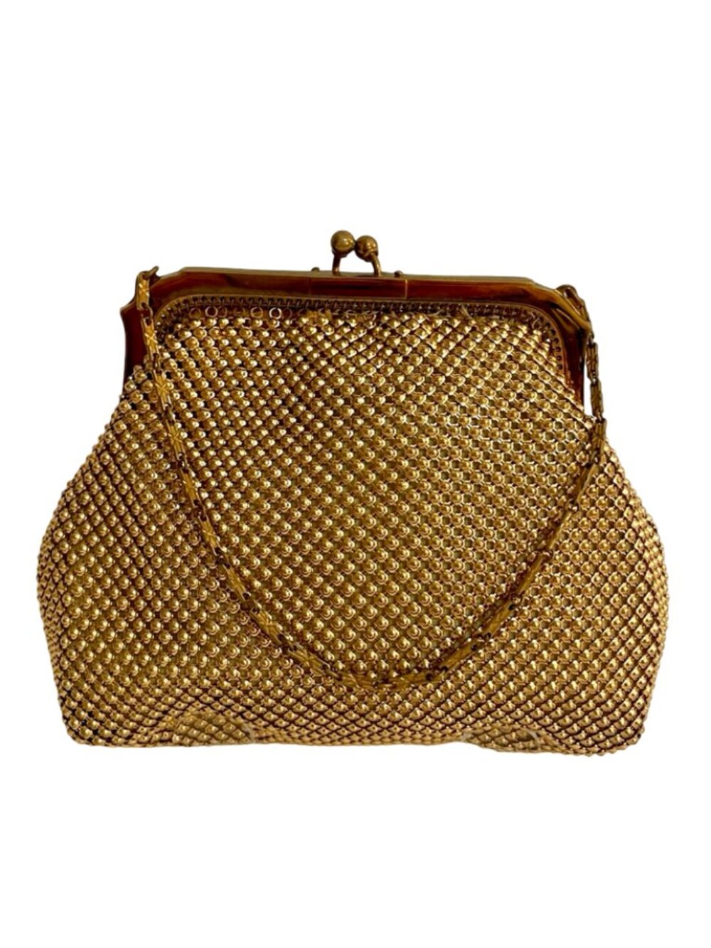 Vintage Whiting & Davis Gold Tone Mesh Evening Bag USA Made